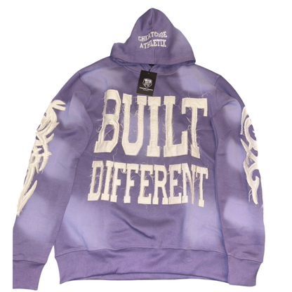 Built Different Embroidered Acid Washed Hoodie “Lavender”