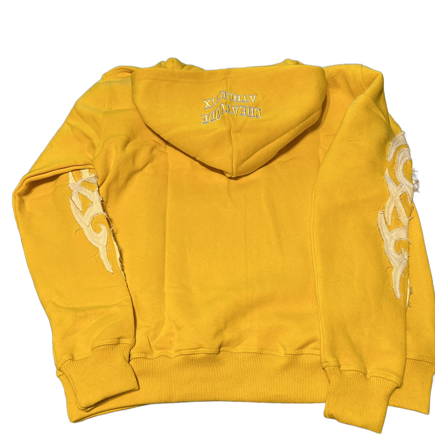 (NEW)Built Different Embroidered Acid Washed Hoodie “Yellow”