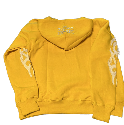 (NEW)Built Different Embroidered Acid Washed Hoodie “Yellow”