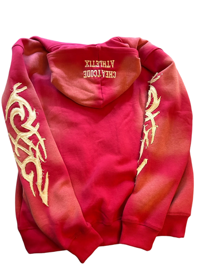 Built Different Embroidered Acid Washed Hoodie “Pink”