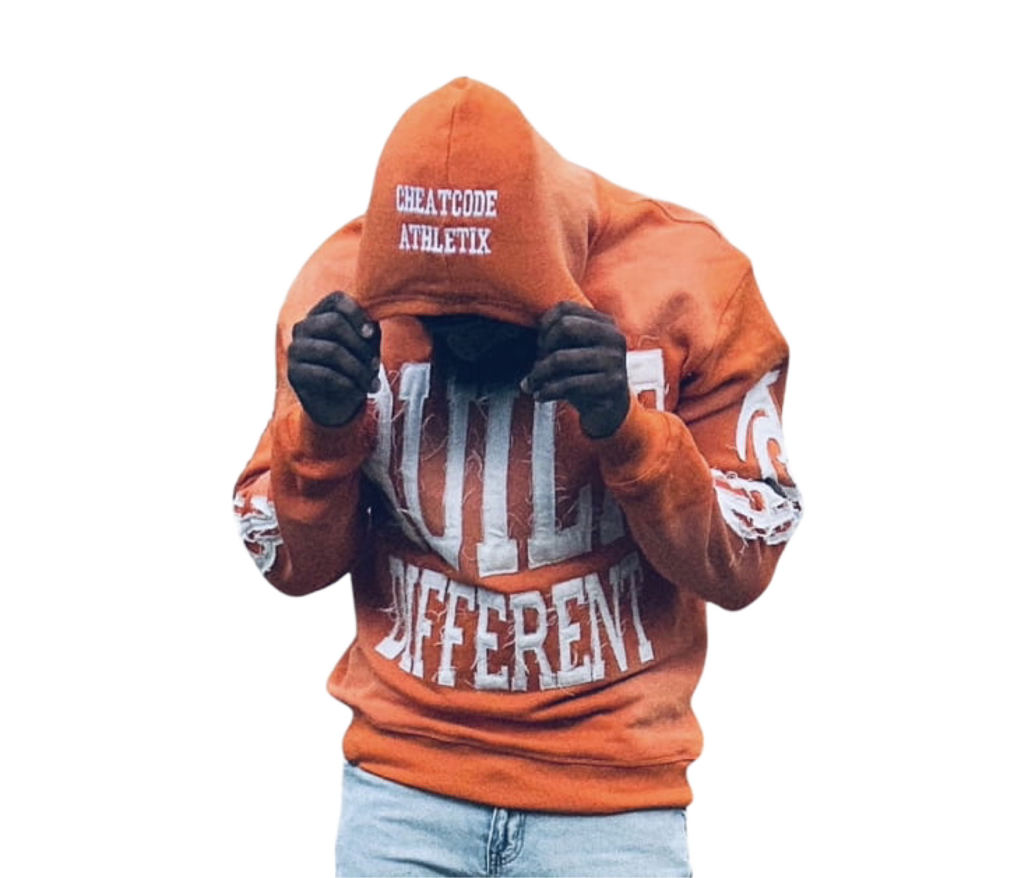 Built Different Embroidered Acid Washed Hoodie “Orange”