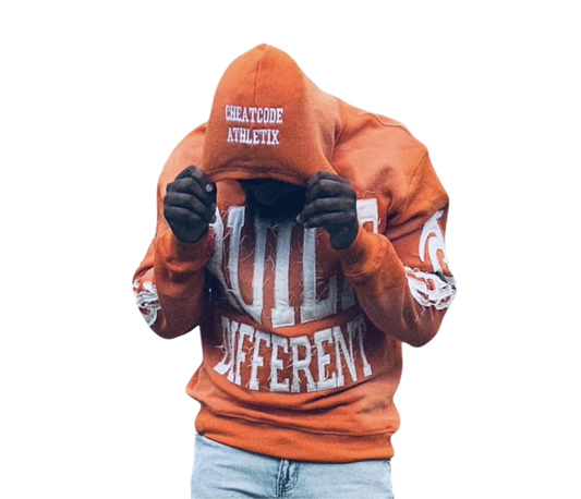 Built Different Embroidered Acid Washed Hoodie “Orange”