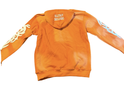 Built Different Embroidered Acid Washed Hoodie “Orange”